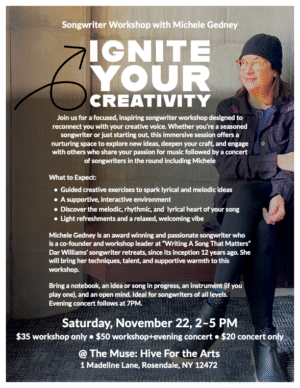 TICKET - Songwriting Workshop with Michele Gedney @ the Muse, Nov 22, 2025